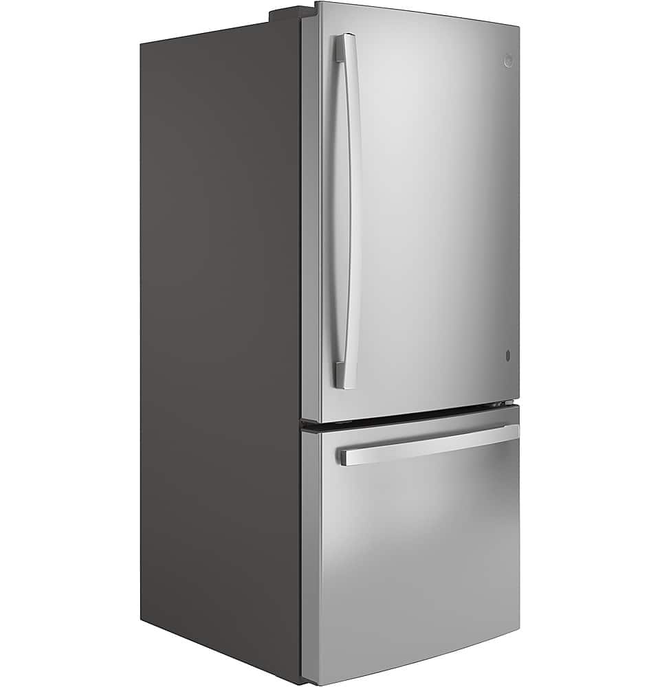 GE – 30 in. Wide 21.0 Cu. Ft. Bottom-Freezer Refrigerator with LED Interior Lighting – Stainless Steel