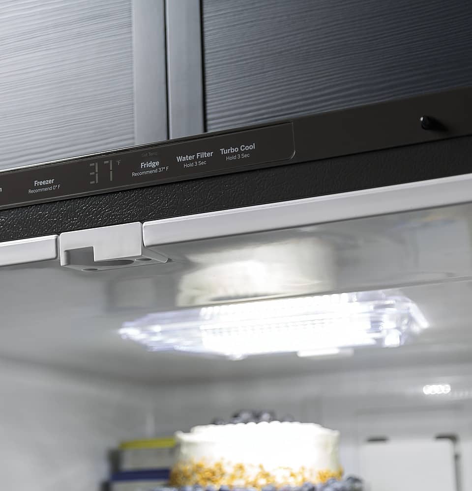 GE – 30 in. Wide 21.0 Cu. Ft. Bottom-Freezer Refrigerator with LED Interior Lighting – Stainless Steel