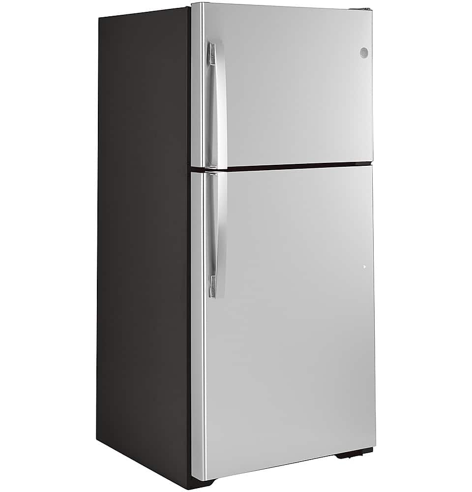 GE – 30 in. Wide 19.2 Cu. Ft. Top-Freezer Refrigerator with Garage Ready Performance – Stainless Steel