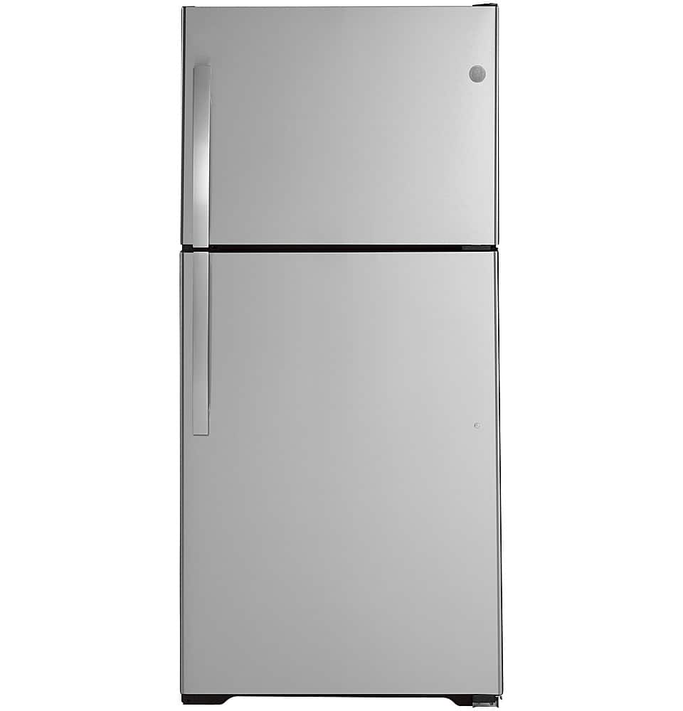 GE – 30 in. Wide 19.2 Cu. Ft. Top-Freezer Refrigerator with Garage Ready Performance – Stainless Steel
