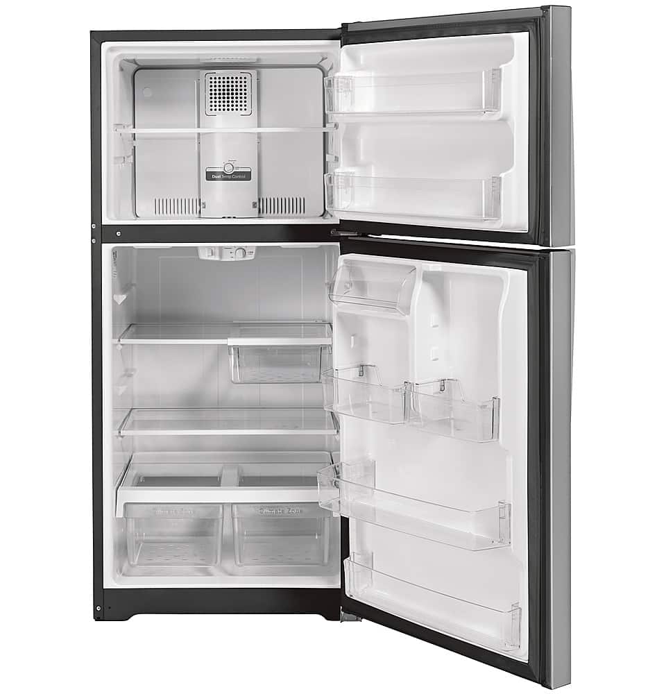 GE – 30 in. Wide 19.2 Cu. Ft. Top-Freezer Refrigerator with Garage Ready Performance – Stainless Steel