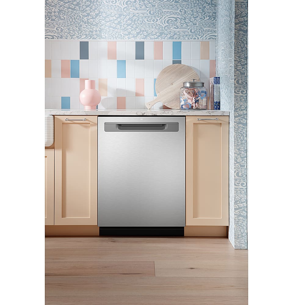 GE – 24″ Top Control Smart Built-In Stainless Steel Tub Dishwasher with 3rd Rack, Sanitize Cycle and 45 dBA – Stainless Steel