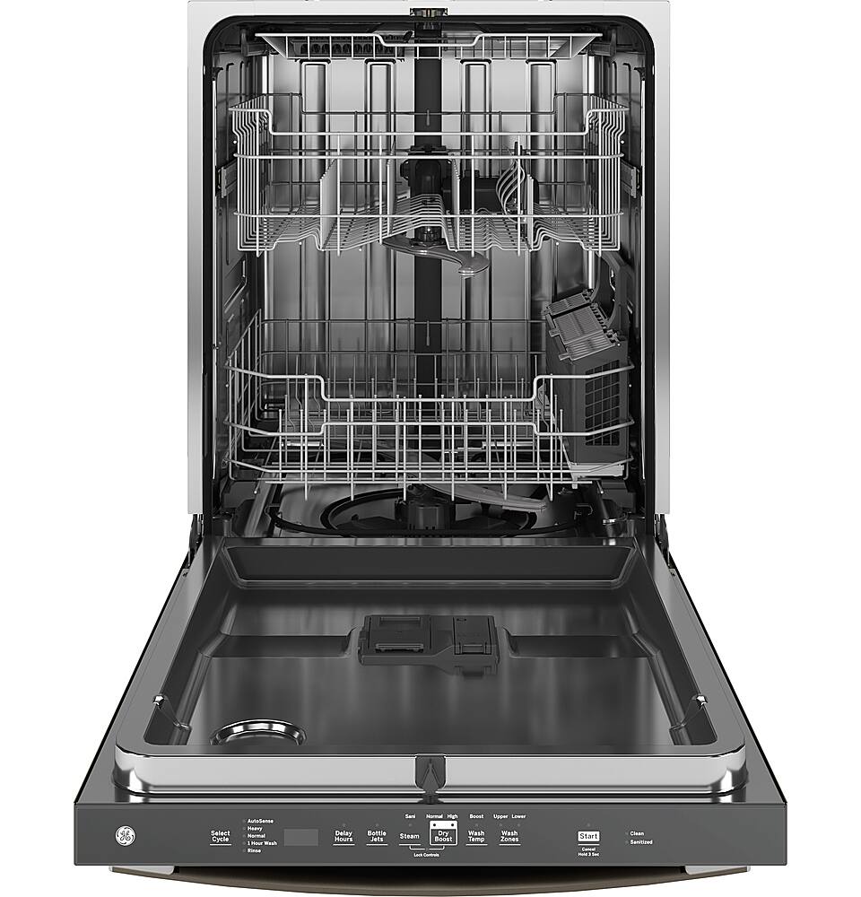 GE – 24″ Top Control Built-In Stainless Steel Tub Dishwasher with 3rd Rack, Sanitize Cycle and 45 dBA – Slate
