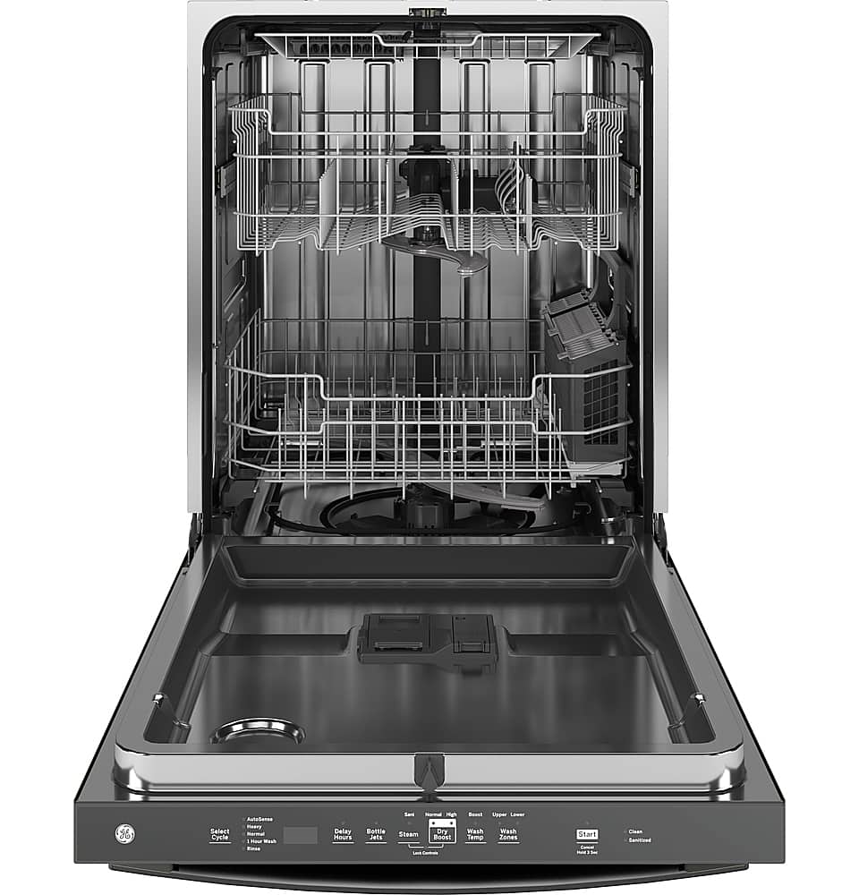 GE – 24″ Top Control Built-In Stainless Steel Tub Dishwasher with 3rd Rack, Sanitize Cycle and 45 dBA – Black Slate