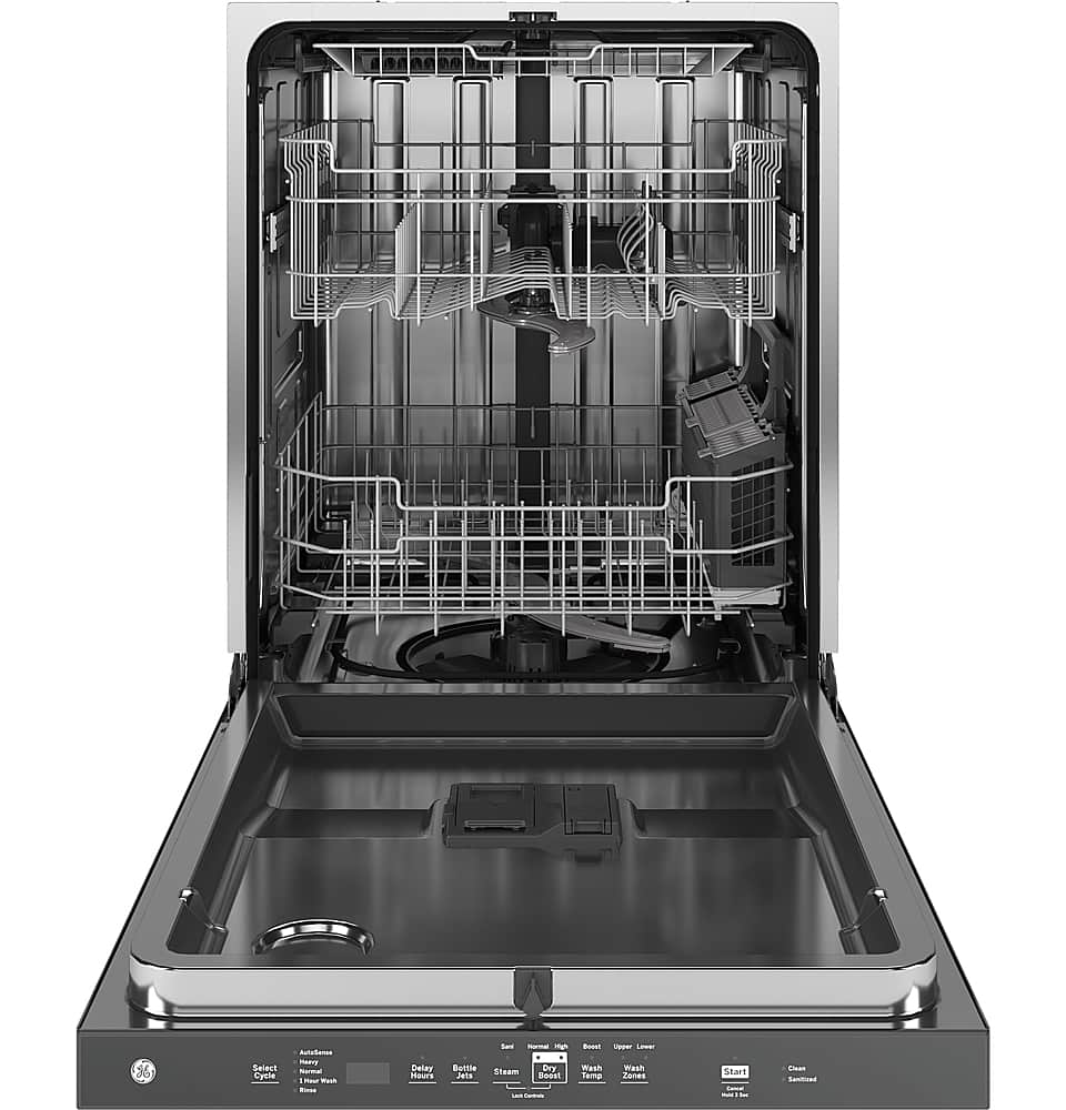 GE – 24″ Top Control Smart Build in Stainless Steel Tub Dishwasher with 3rd Rack, Santize Cycle and 45 dBA – Black