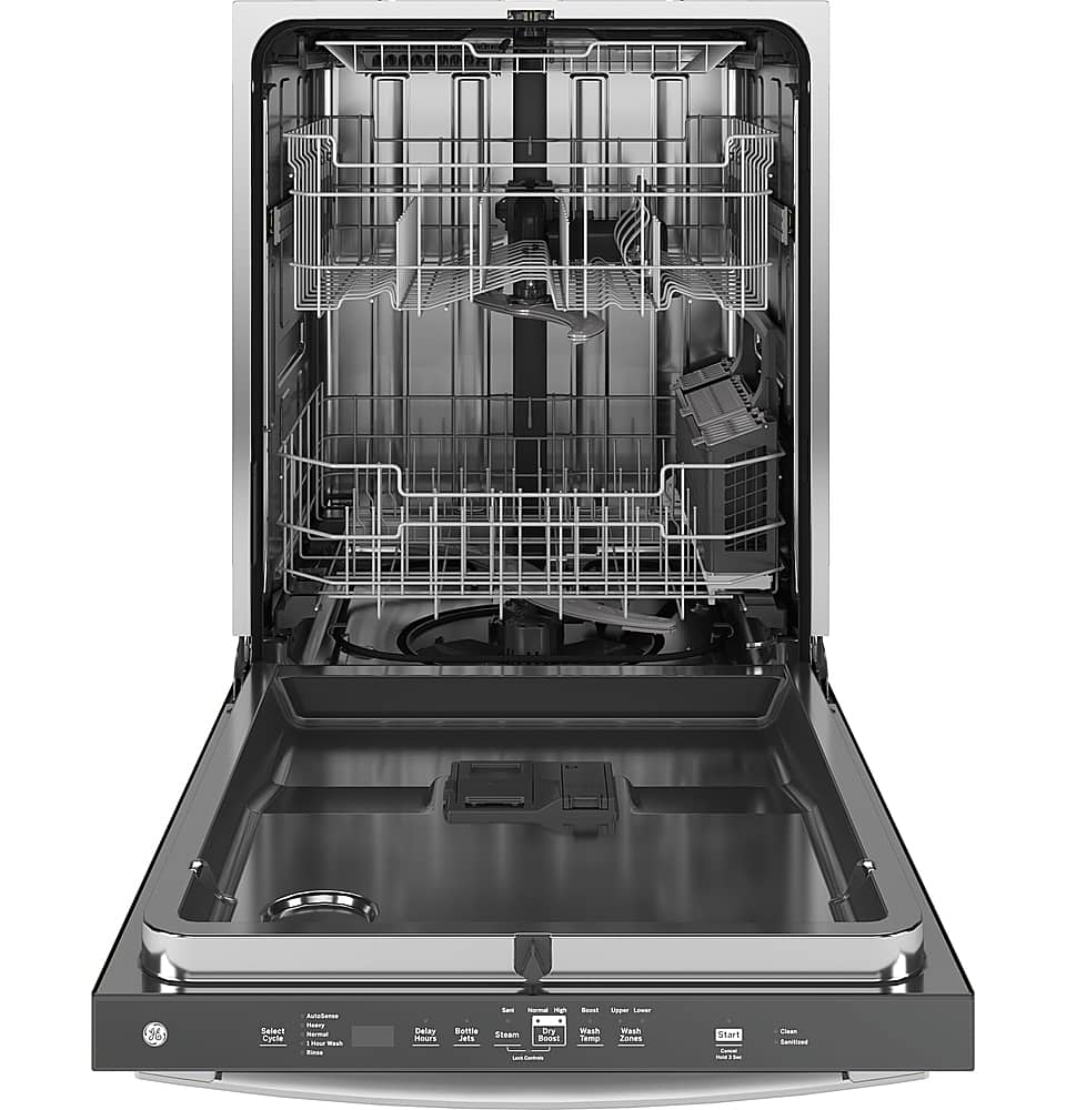 GE – 24″ Top Control Built-In Stainless Steel Tub Dishwasher with 3rd Rack, Sanitze Cycle and 45 dBA – White