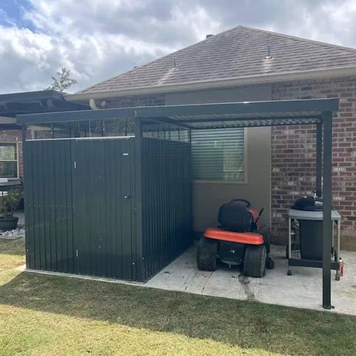 6×8 Metal Storage Shed with 7×8 Pergola Covered Porch - Prioka