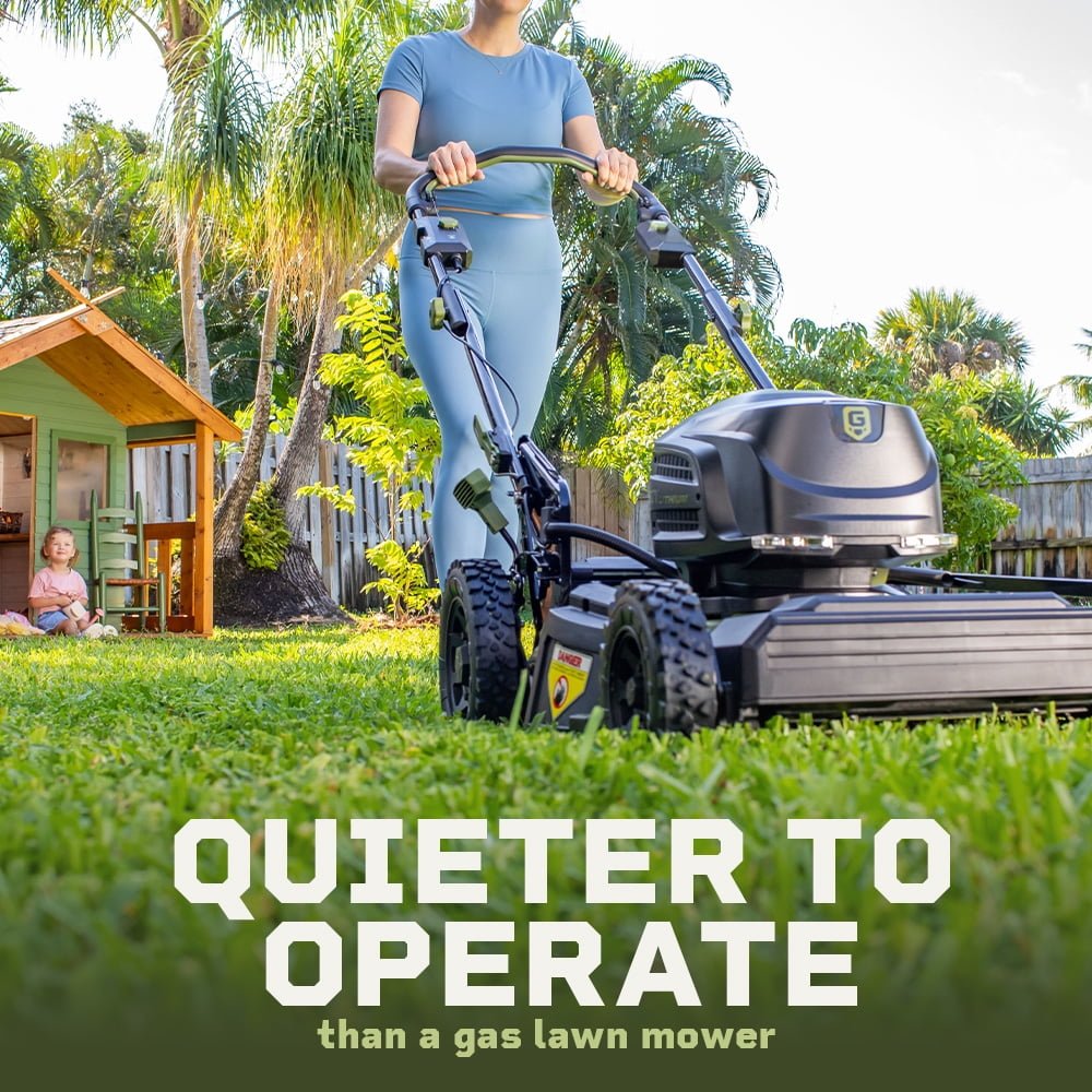 Green Machine 62V 23-Inch Self-Propelled Brushless Cordless Electric Lawn Mower, Includes Two 4.0Ah Batteries and Rapid Charger