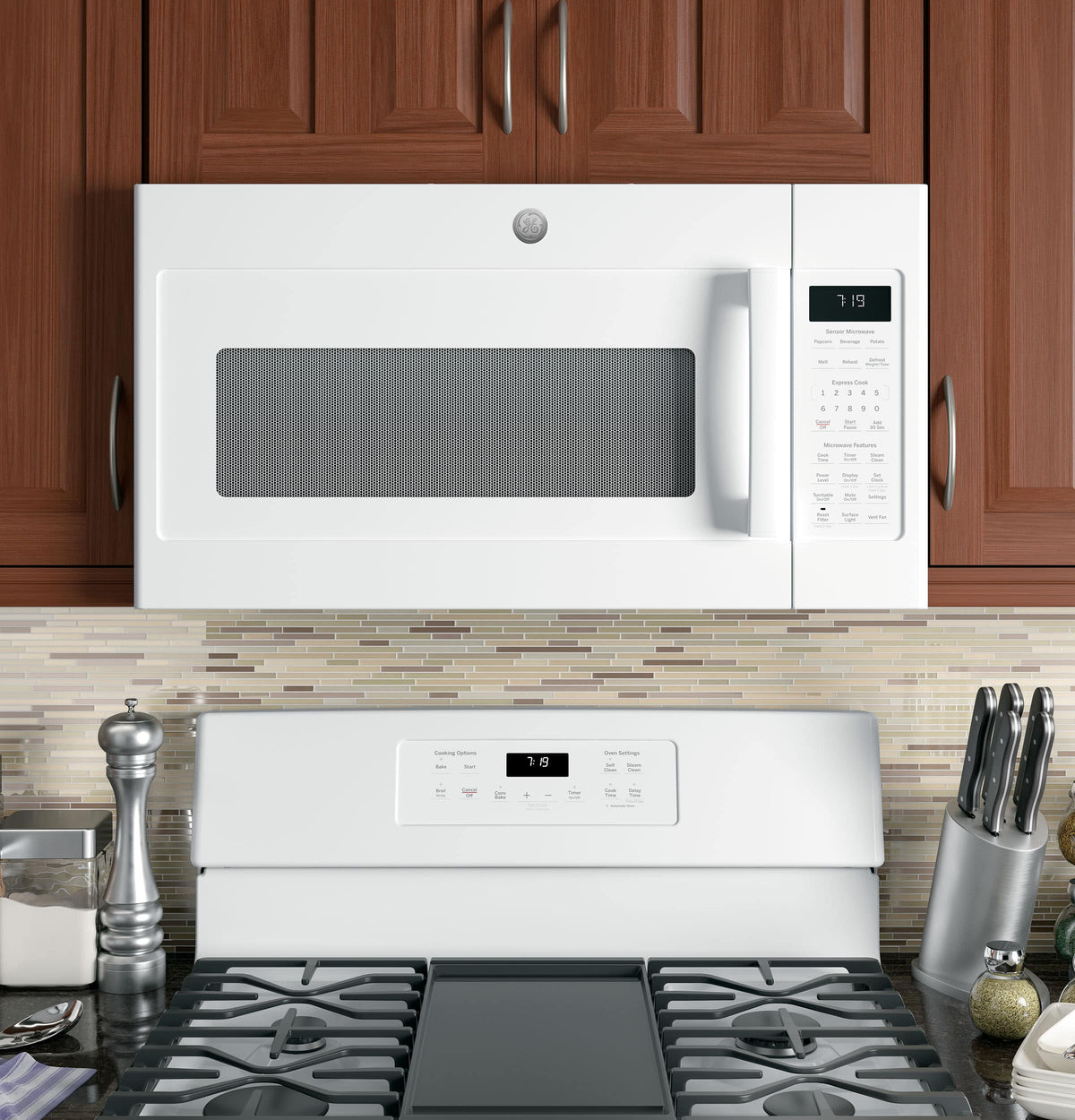 GE – 1.9 Cu. Ft. Over-the-Range Microwave with Sensor Cooking and Steam Cleaning – White