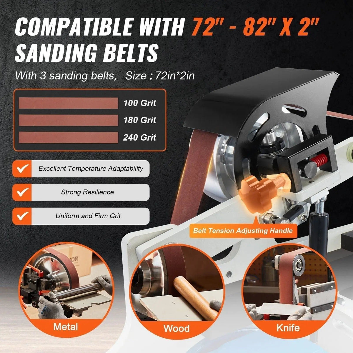 72″ Belt Grinder Sander, VFD, 3 Versatile Grinding Moulds, DOBA-BGS72