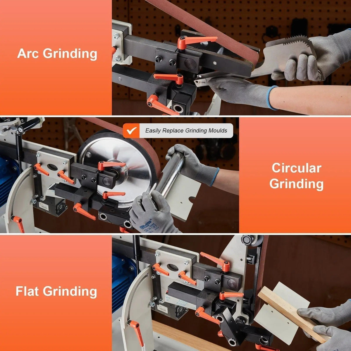 72″ Belt Grinder Sander, VFD, 3 Versatile Grinding Moulds, DOBA-BGS72