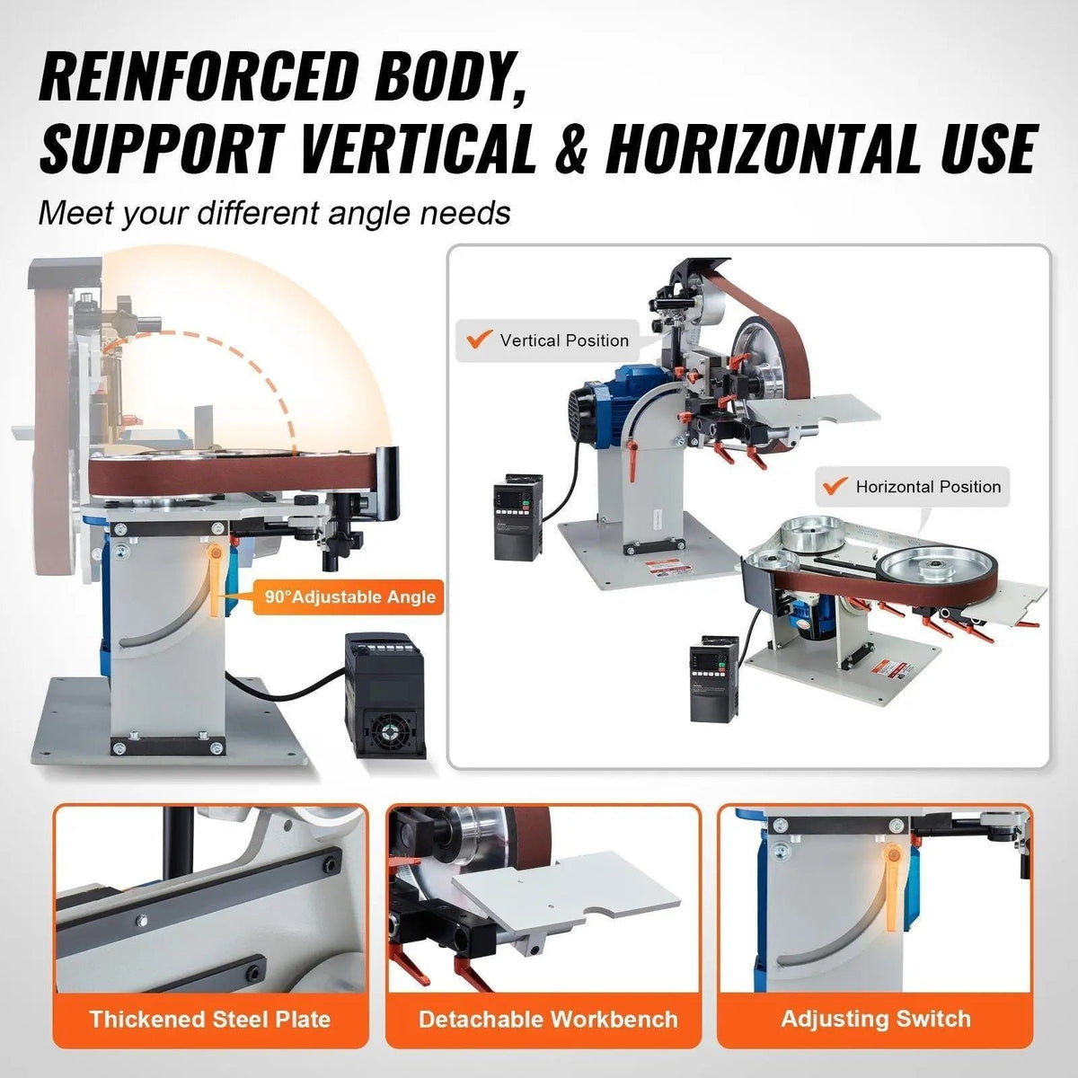72″ Belt Grinder Sander, VFD, 3 Versatile Grinding Moulds, DOBA-BGS72