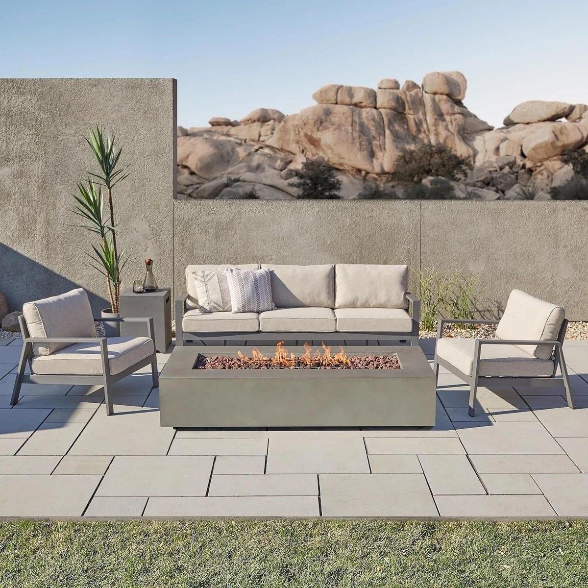 Real Flame Aegean 70″ Rectangle Propane Fire Table