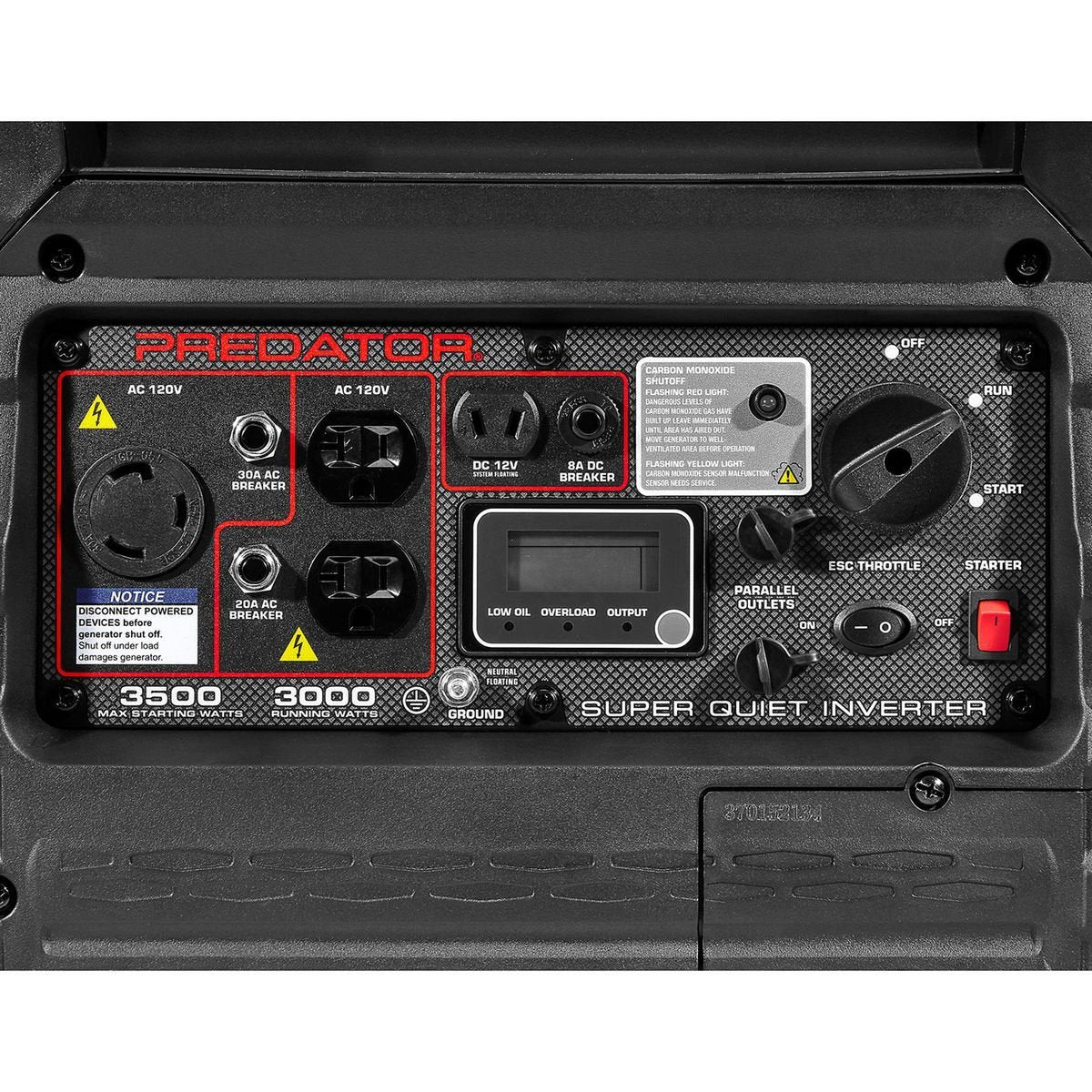 Predator 3500 Watt SUPER QUIET Inverter Generator with CO SECURE Technology
