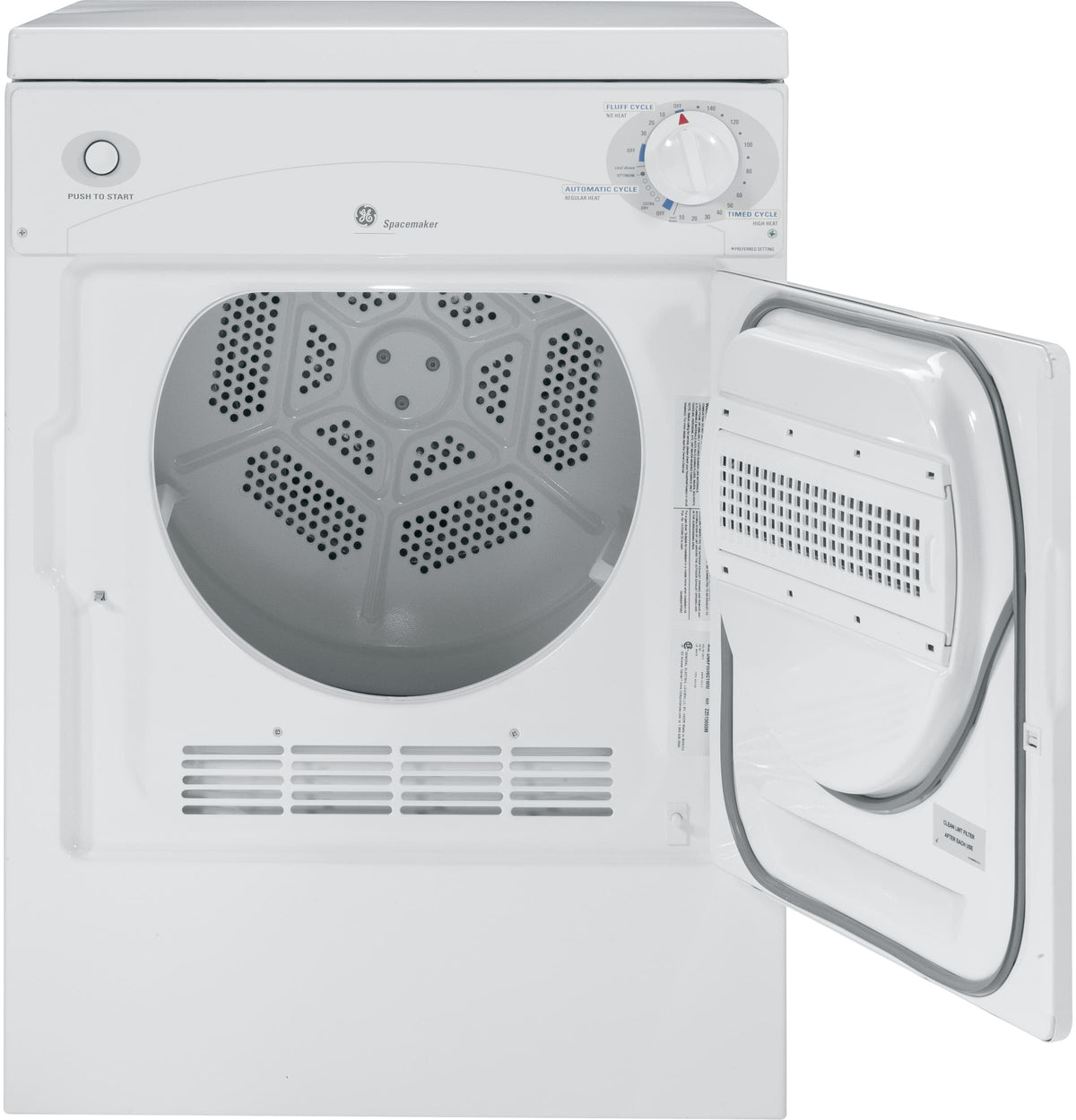 GE – 3.6 Cu. Ft. Stackable Electric Dryer with Portable – White