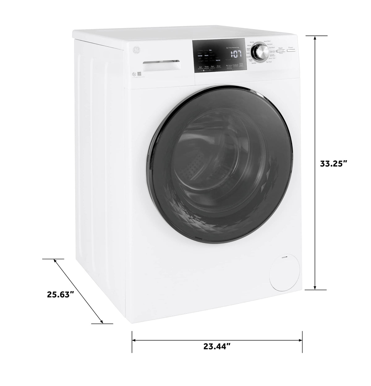 GE – 2.4 Cu. Ft. High Efficiency Stackable Front Load Washer with Steam and Sanitize – White