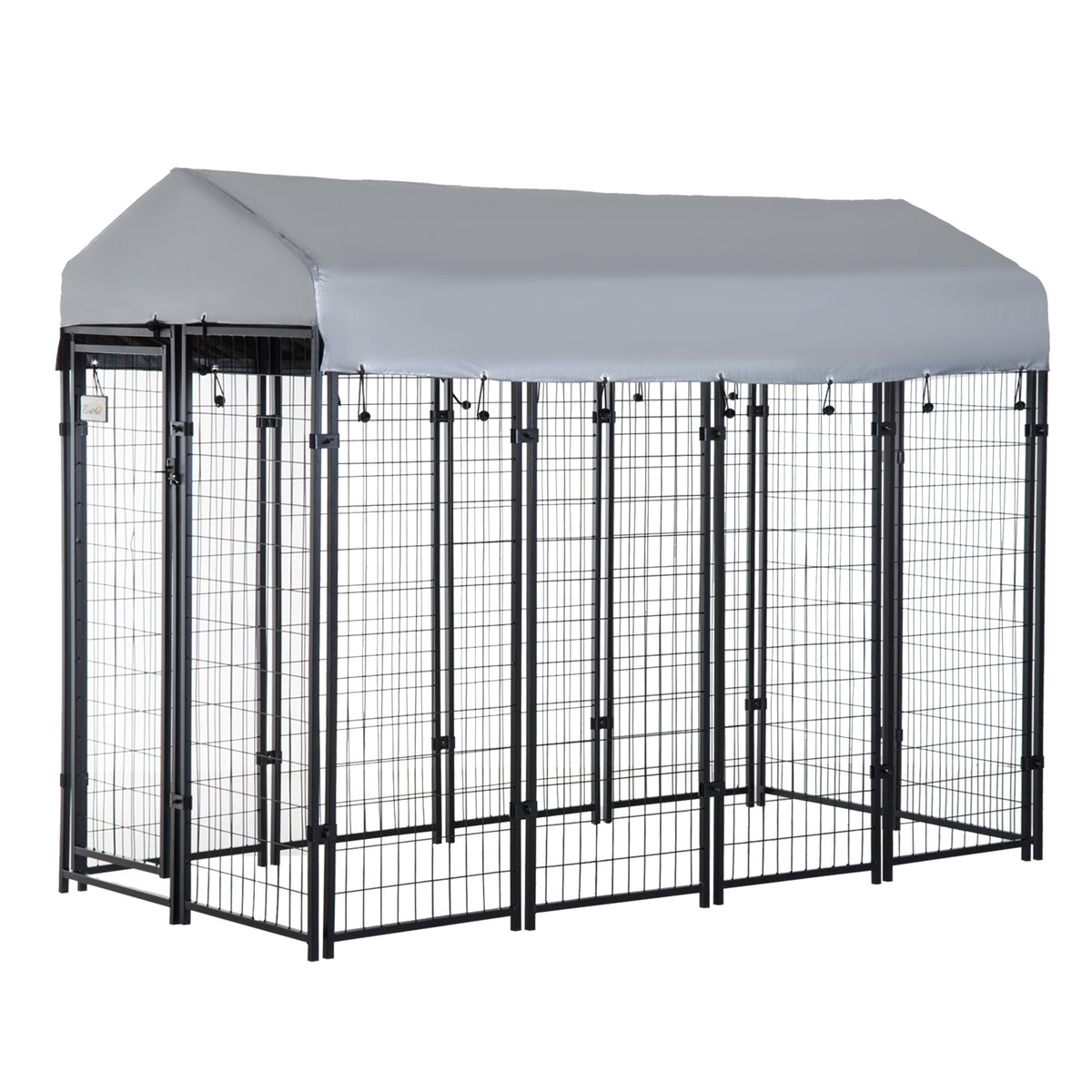 8' x 4' x 6' Large Dog Kennel Outdoor Steel Fence with UV-Resistant Oxford Cloth Roof & Secure Lock - Prioka