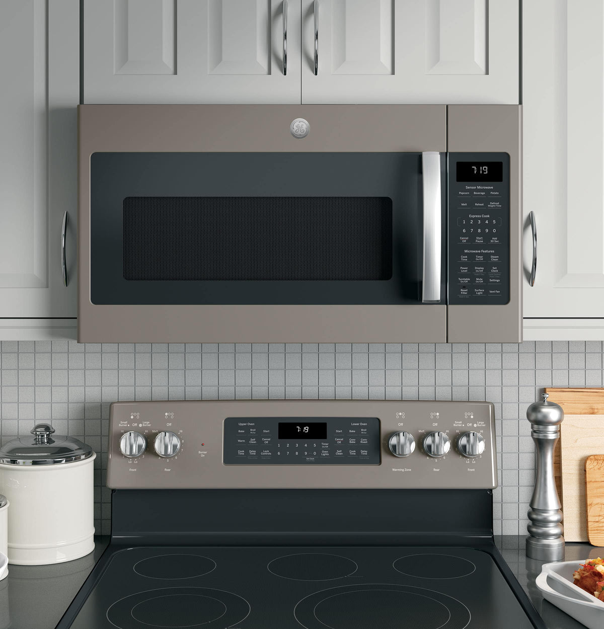 GE – 1.9 Cu. Ft. Over-the-Range Microwave with Sensor Cooking and Steam Cleaning – Slate