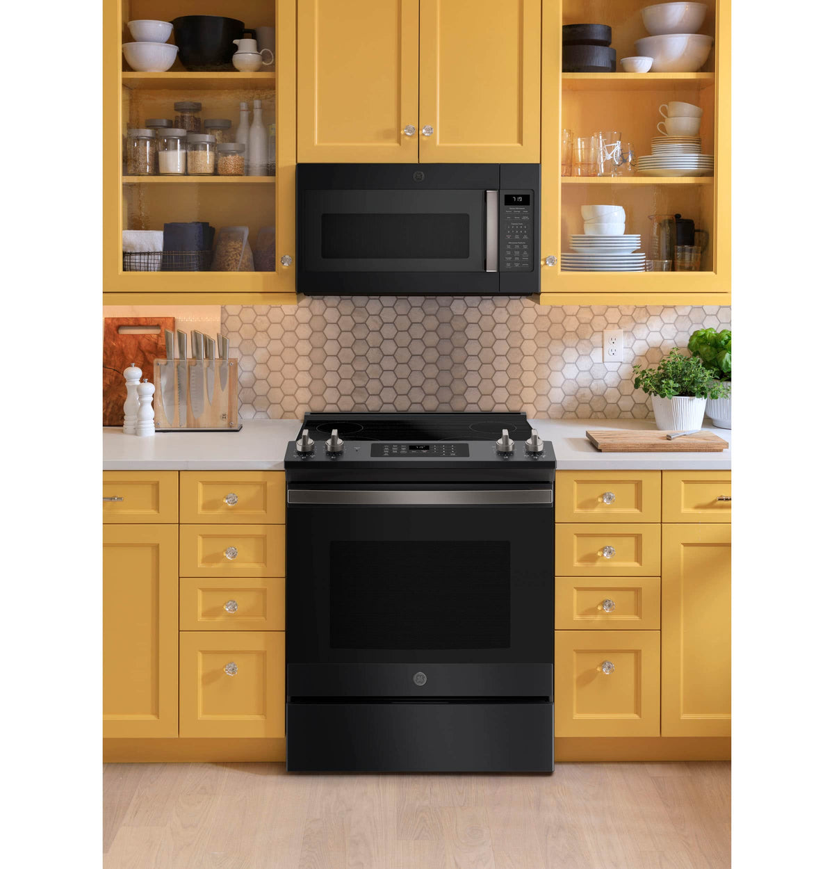 GE – 1.9 Cu. Ft. Over-the-Range Microwave with Steam Cleaning – Black Slate