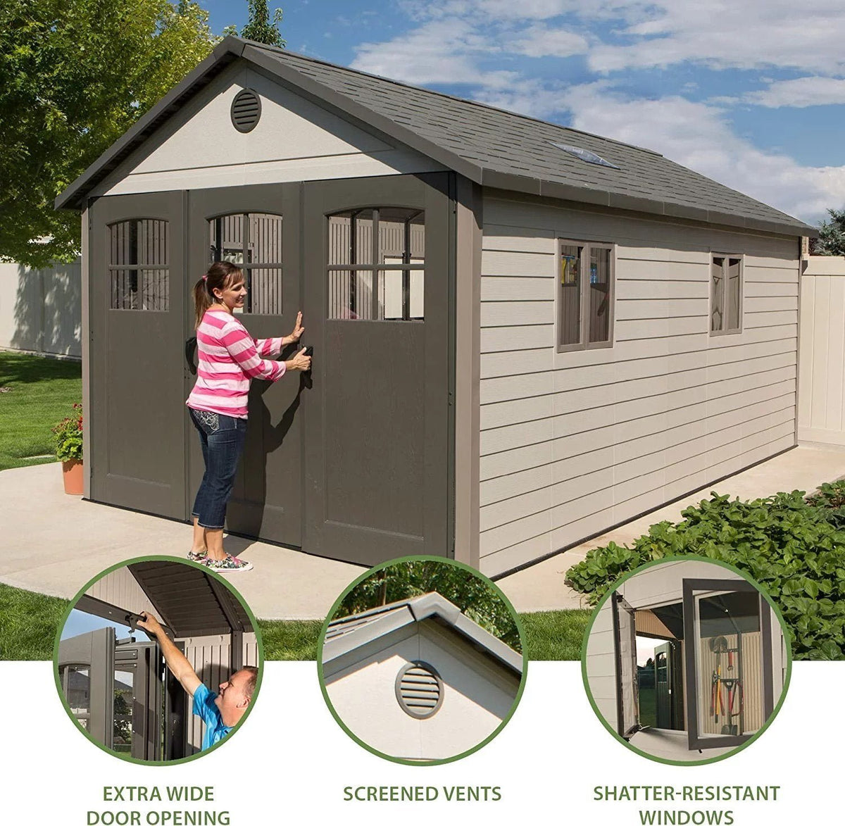 Lifetime 60236 11 x 18.5 Ft. Outdoor Storage Shed, 11 x 18.5, Desert Sand