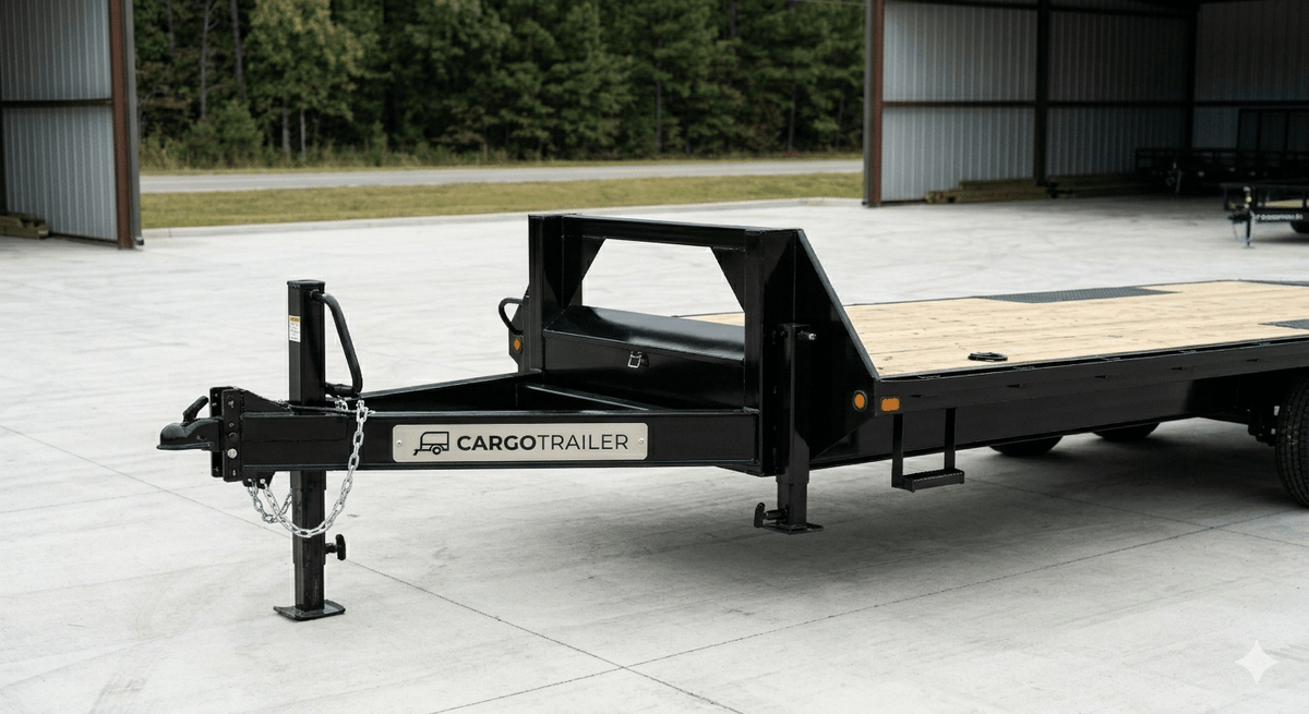 8.5×25 Gooseneck Flatbed Equipment Trailer – Tandem Dual Axle Black – CARGOTRAILER - Prioka
