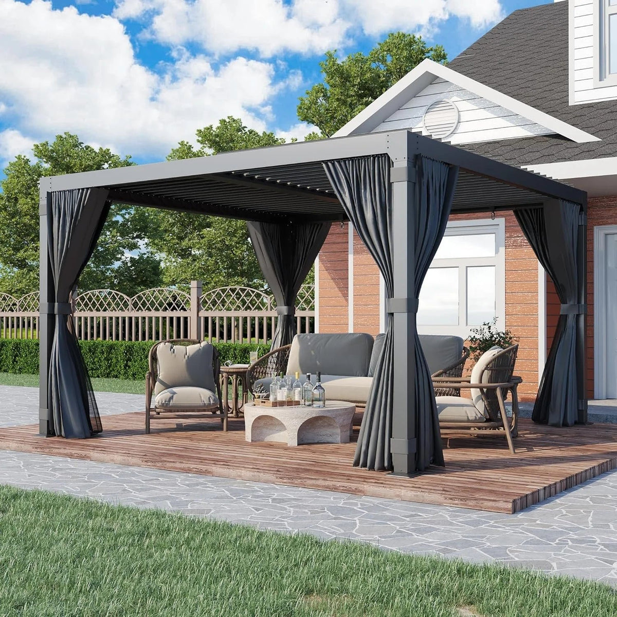 EROMMY 10 ft. W x 10 ft. D Outdoor Louvered Pergola