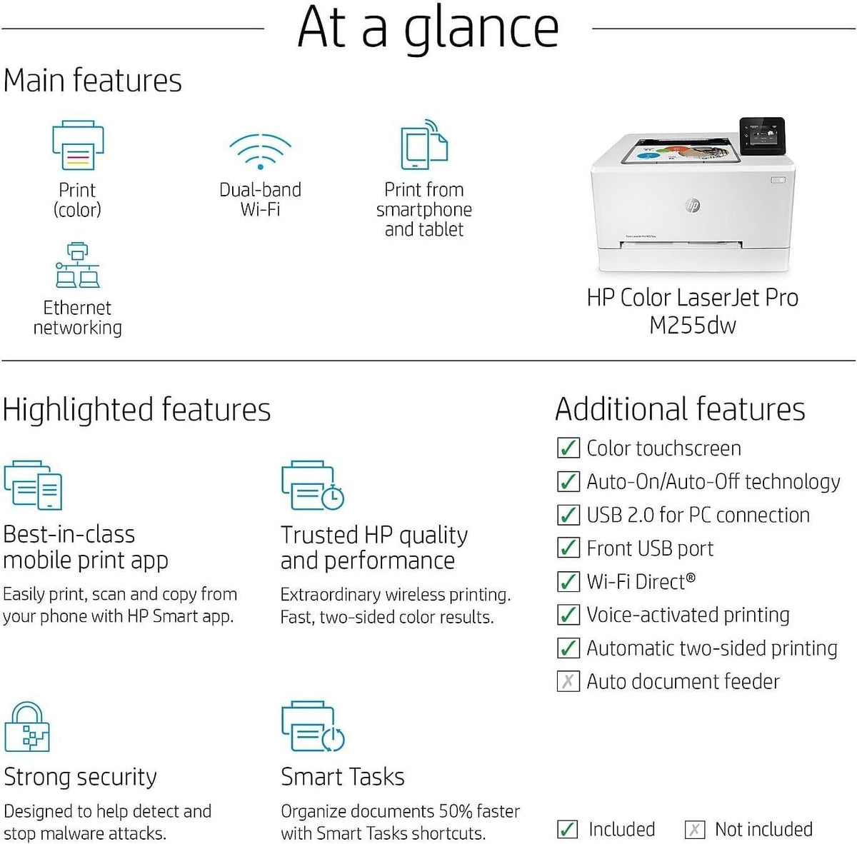 Hp Color Laserjet Pro M255dw Wireless Laser Printer