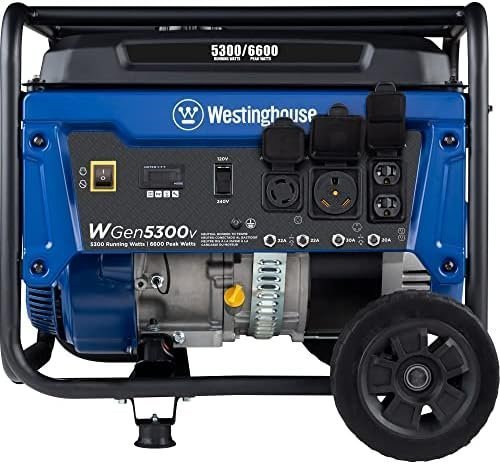 Westinghouse 6600 Peak Watt Home Backup Portable Generator, Transfer Switch Ready 30A Outlet, RV Ready 30A Outlet