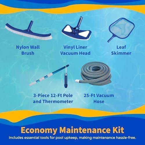 Blue Wave Belize 15-Feet Round 52-Inch Deep 6-Inch Top Rail Metal Wall Swimming Pool Package