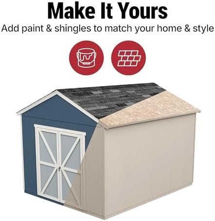Handy Home Products Rookwood 10×12 Do-It-Yourself Wooden Storage Shed- Does not Include Floor kit, Paint, or Roofing Shingles