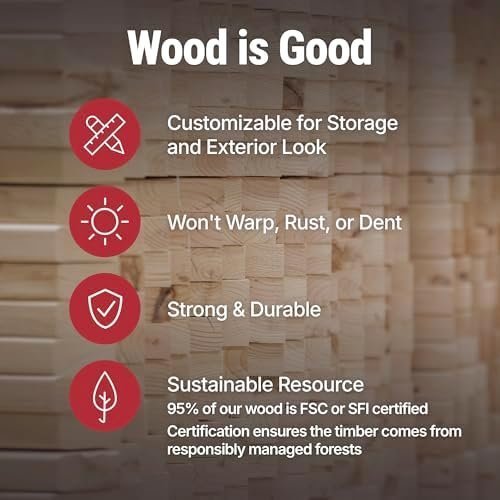 Handy Home Products Windemere 10×12 Do-it-Yourself Wooden Storage Shed with Floor, Beige