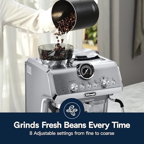 De’Longhi La Specialista Arte Evo Espresso Machine – Compact Cold Brew Coffee Maker with Grinder, Milk Steam Wand/Frother & Tamping Tools – Home Barista Kit for Lattes, Cappuccinos, Iced Coffee