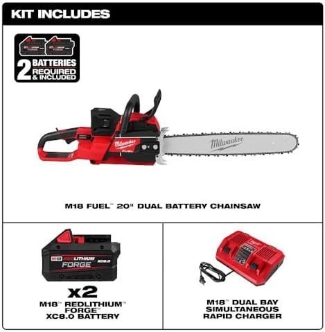 Chainsaws For Milwaukee 2827-22 M18 FUEL 18V 20″ Dual Battery Chainsaw Kit,Tool and Equipment,with toolbox