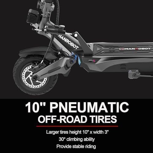 NANROBOT Electric Scooter Adults 50mph Dual Motor Electric Scooter with Suspension 80Miles Range Fast Sports Escooter Folding 10″ Off Road Tires 330LBS Max Load Complies with UL2272 Certification