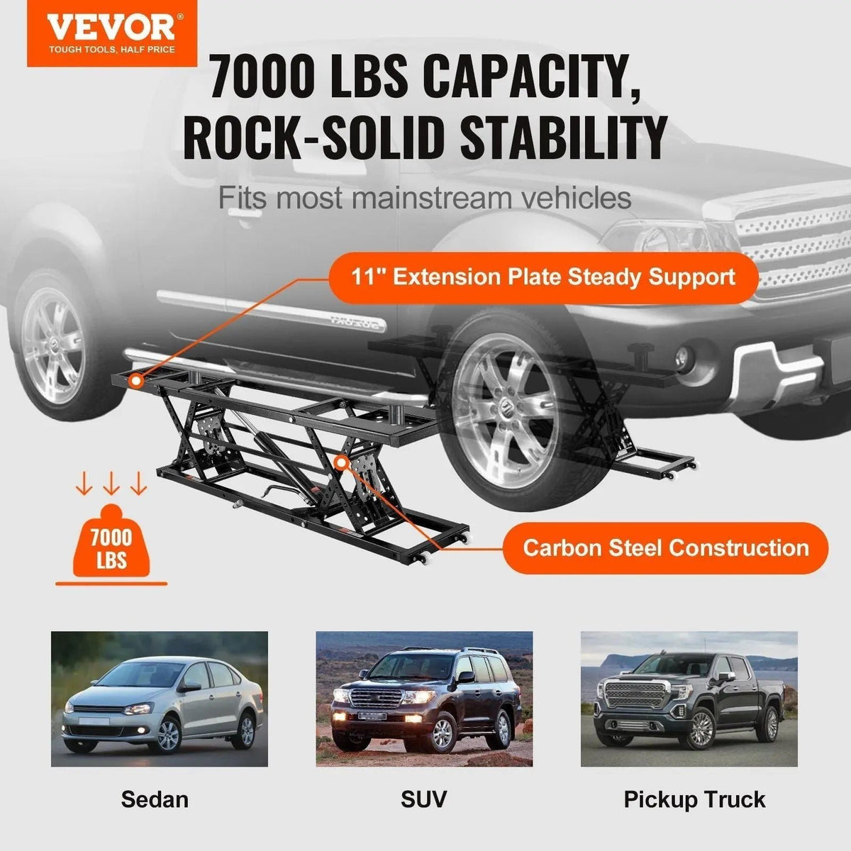 26.8″ Auto Lift for Trucks, 7000 lbs Capacity, Heavy-Duty Carbon Steel, Shop & Garage Use, DOBA-ALT7000