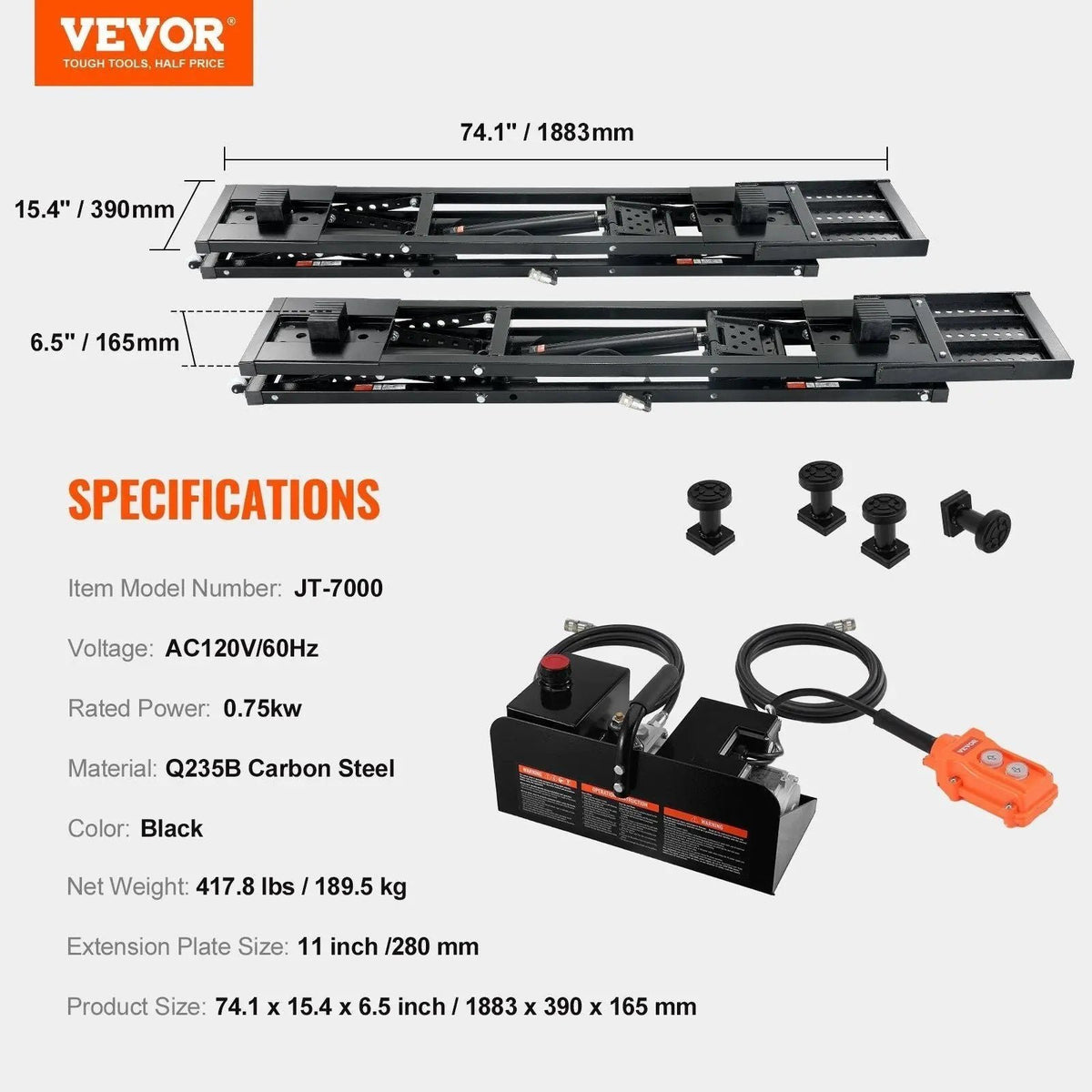 26.8″ Auto Lift for Trucks, 7000 lbs Capacity, Heavy-Duty Carbon Steel, Shop & Garage Use, DOBA-ALT7000