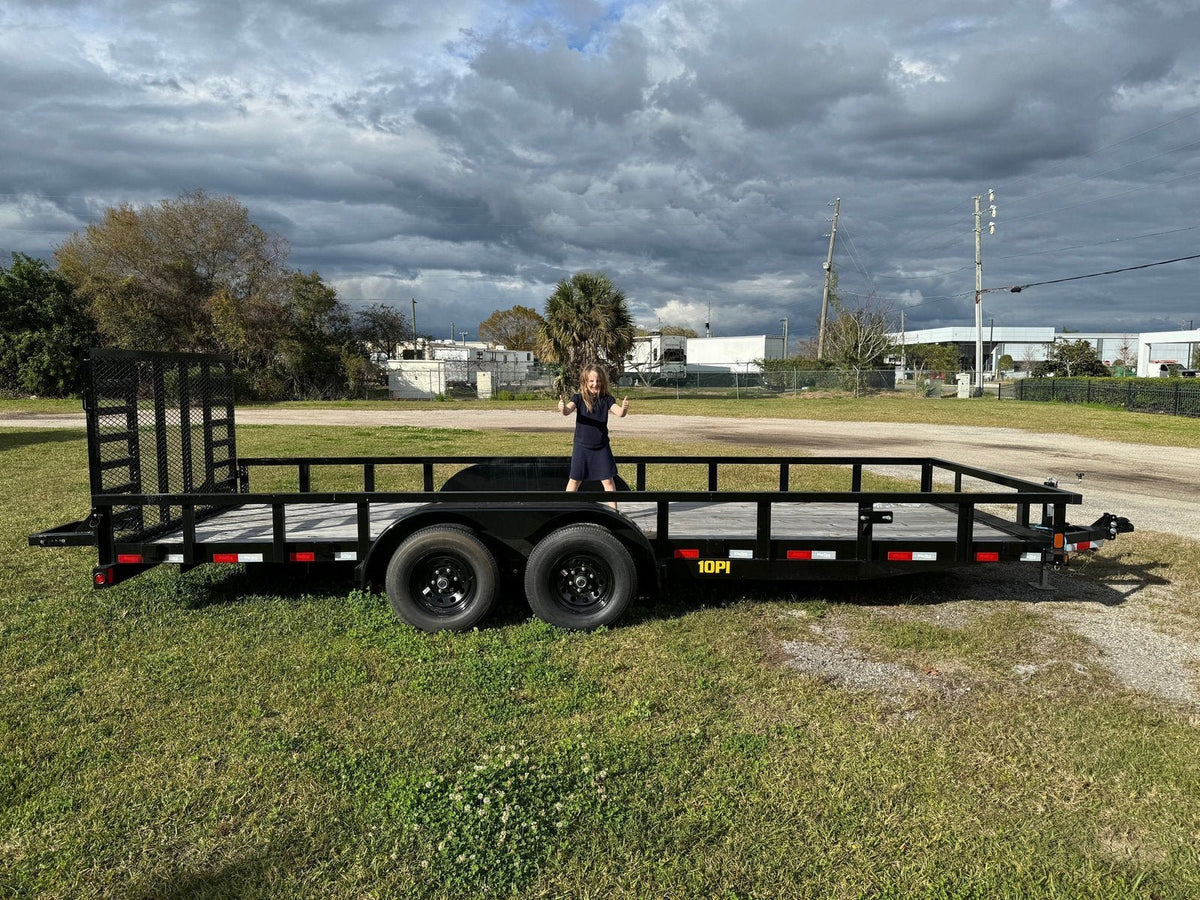 7X20 Big Tex Tandem Axle Pipe Top Black Utility Trailer (10PI-20BK4HDIR)