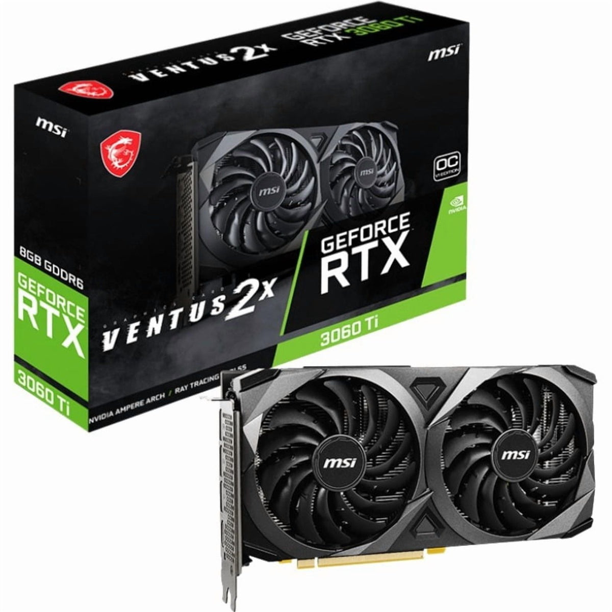 MSI NVIDIA GeForce RTX 3060 Ti Graphic Card – 8 GB GDDR6 – 1.70 GHz Boost Clock – 256 bit Bus Width – PCI Express 4.0 – DisplayPort – HDMI