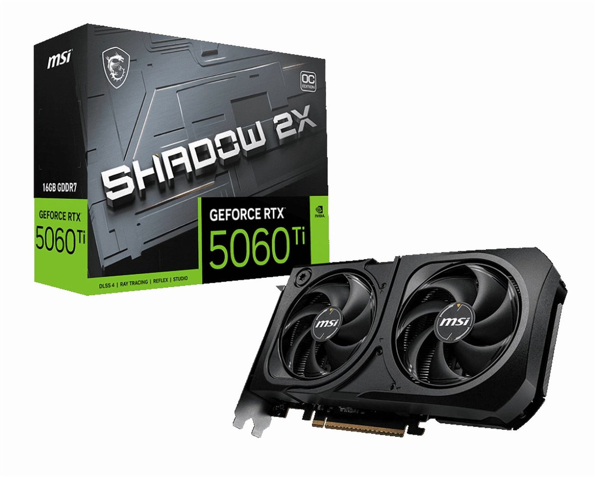 MSI SHADOW GeForce RTX 5060 Ti 16GB GDDR7 PCI Express 5.0 Graphics Card RTX 5060 Ti 16G SHADOW 2X OC PLUS