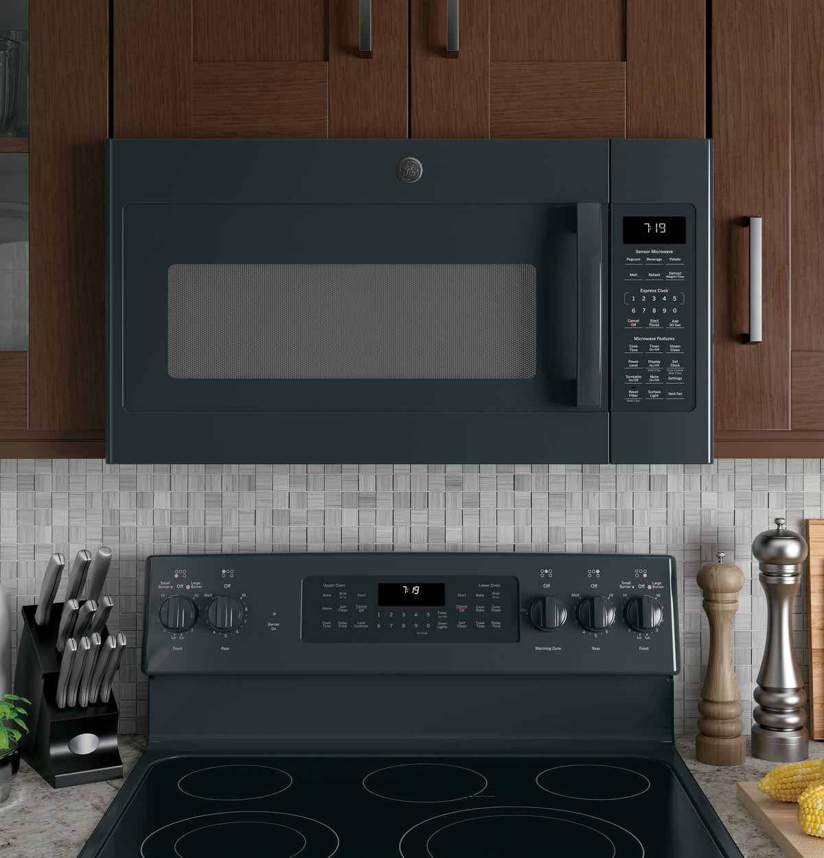 GE – 1.9 Cu. Ft. Over-the-Range Microwave with Sensor Cooking and Steam Cleaning – Black