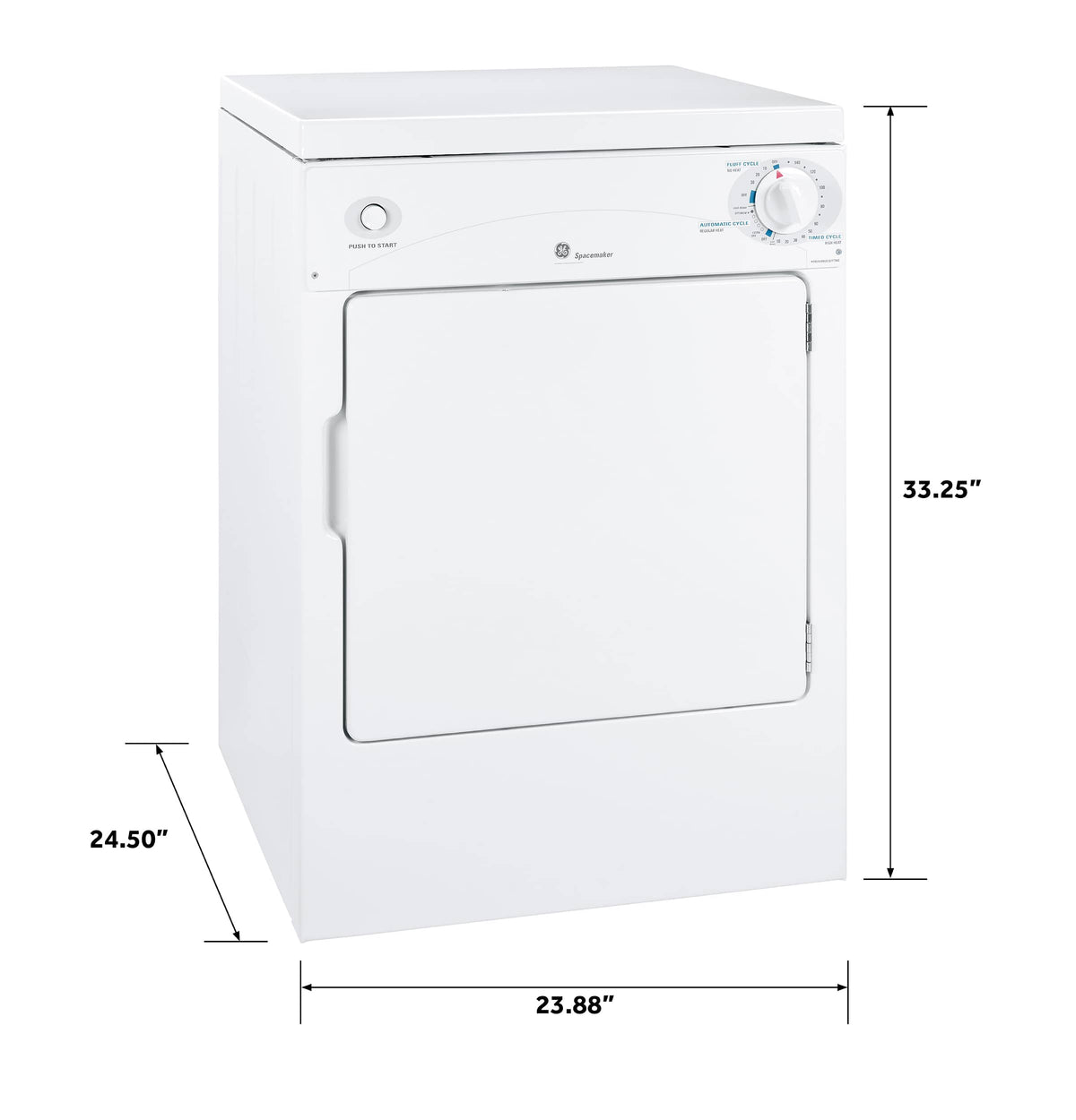 GE – 3.6 Cu. Ft. Stackable Electric Dryer with Portable – White