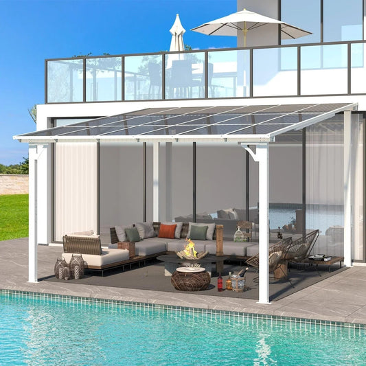Aecojoy 12 ft x 12 ft White Aluminum Pergola with Canopys - Prioka