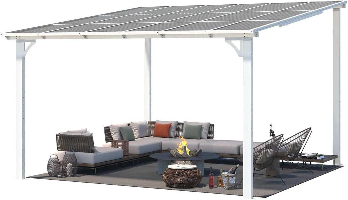 Aecojoy 12 ft x 12 ft White Aluminum Pergola with Canopys - Prioka