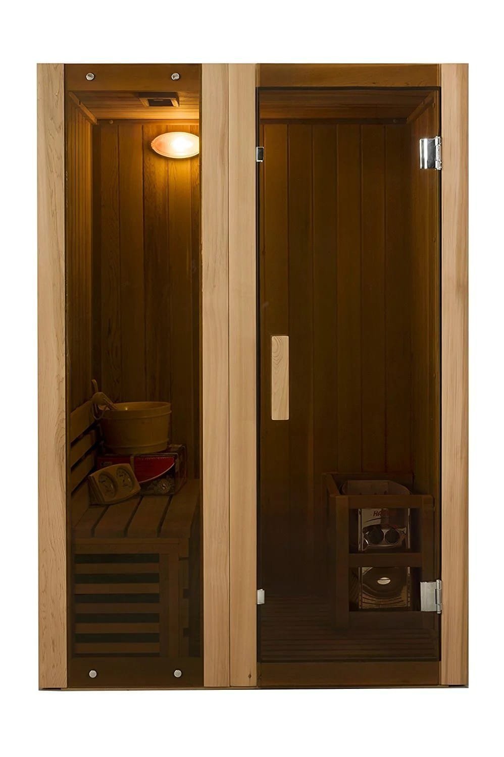 ALEKO StI2ced Cedar Indoor Wet Dry Sauna Steam Room, 3 kW Harvia KIP Heater, 2 Person - Prioka