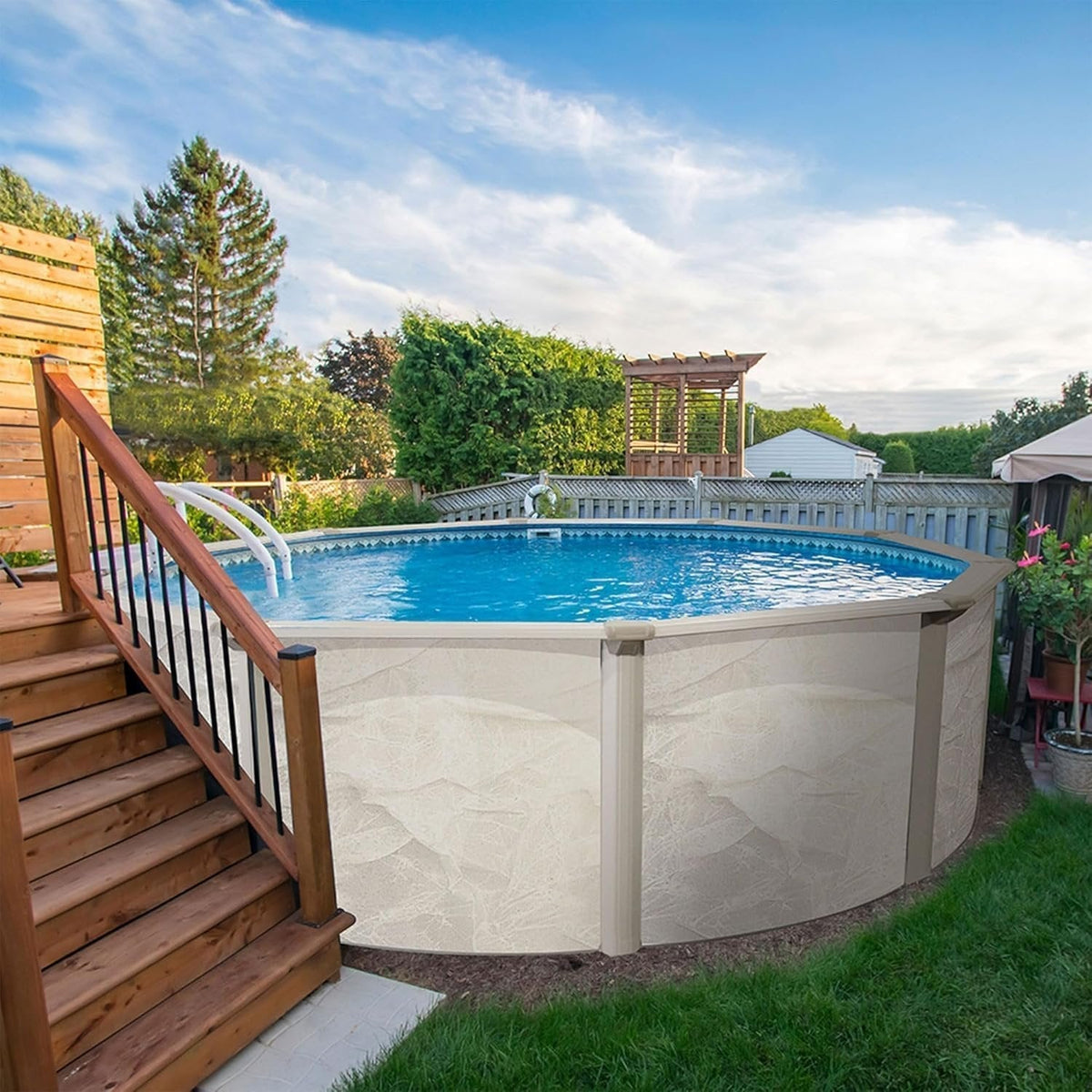 Aquarian 21ft x 52in Round Steel-Frame Above Ground Swimming Pool – Phoenix Series, DIY Outdoor Backyard Pool - Prioka