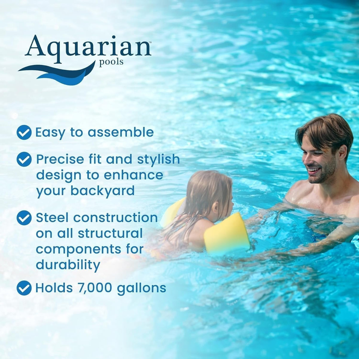 Aquarian 21ft x 52in Round Steel-Frame Above Ground Swimming Pool – Phoenix Series, DIY Outdoor Backyard Pool - Prioka