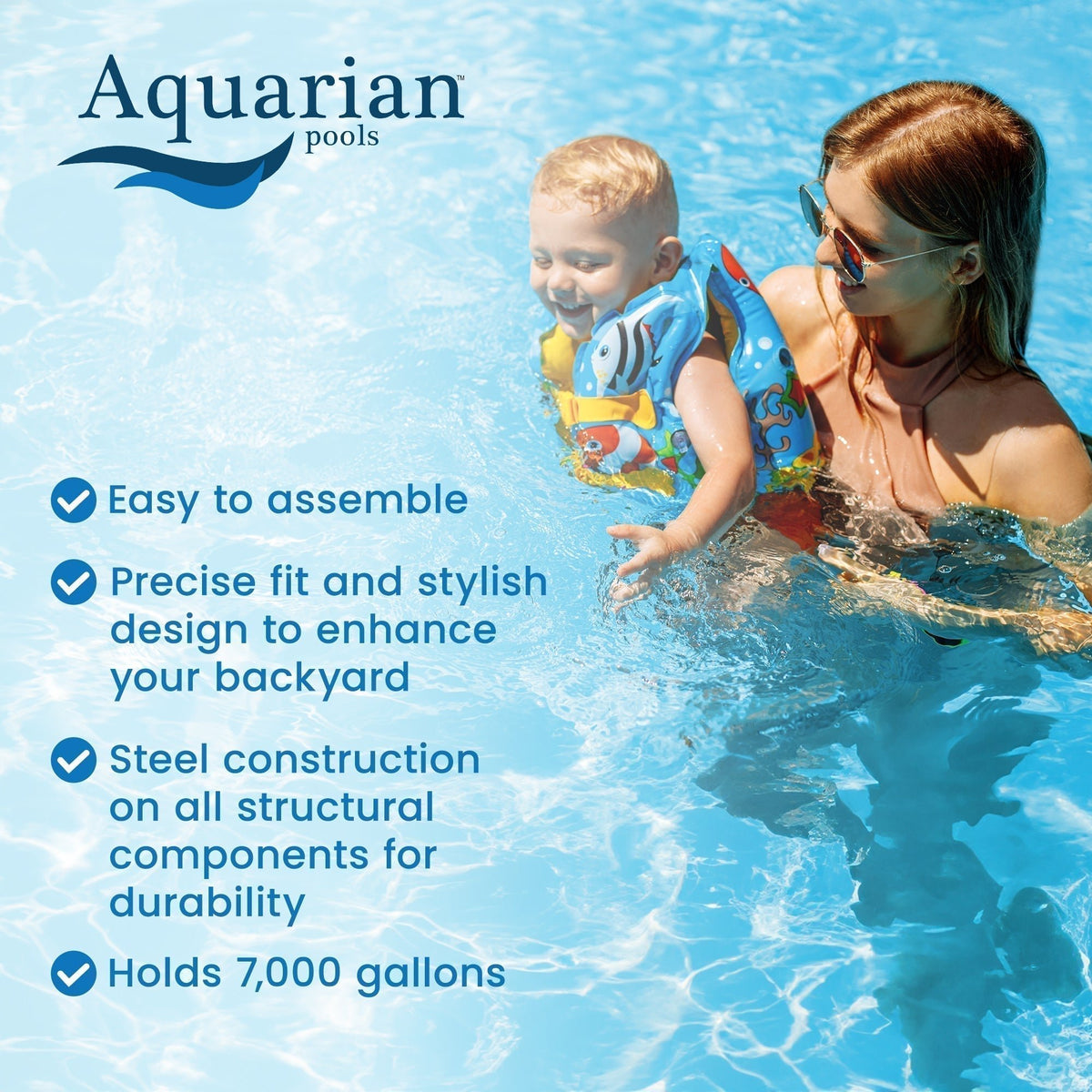 Aquarian Phoenix 21' x 52" Steel Frame Above Ground Swimming Pool Kit with Pump - Prioka