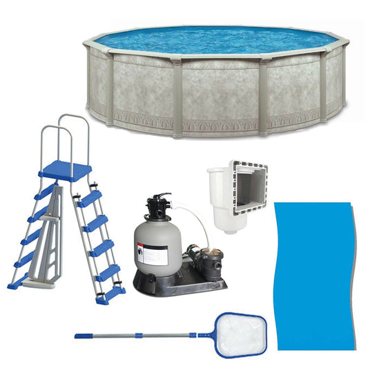 Aquarian Venetian 24ft x 52in Above Ground Swimming Pool with Liner and Skimmer - Prioka