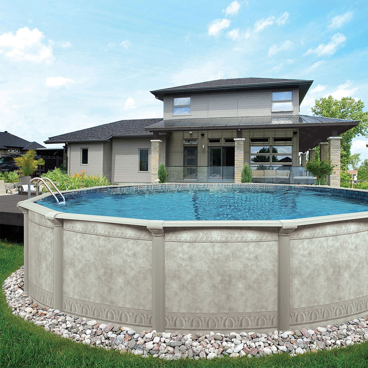 Aquarian Venetian 24ft x 52in Above Ground Swimming Pool with Liner and Skimmer - Prioka