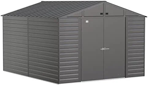 Arrow Select 10′ x 12′ Outdoor Lockable Steel Storage Shed Building, Charcoals - Prioka